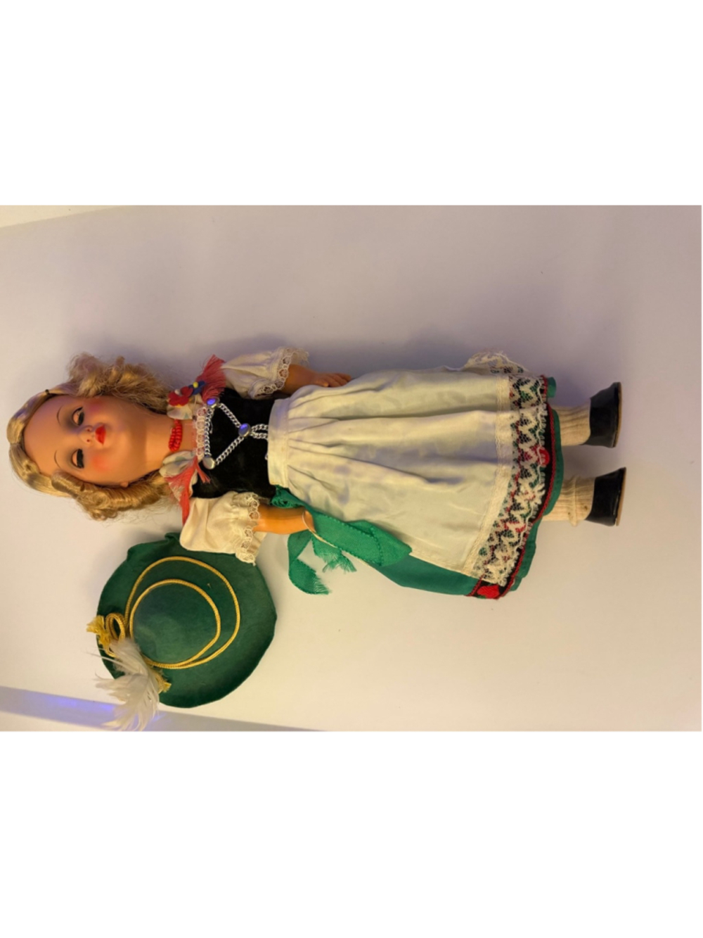 Vintage 1950s Gura German Doll Folk Costume Sleep Eyes Tagged